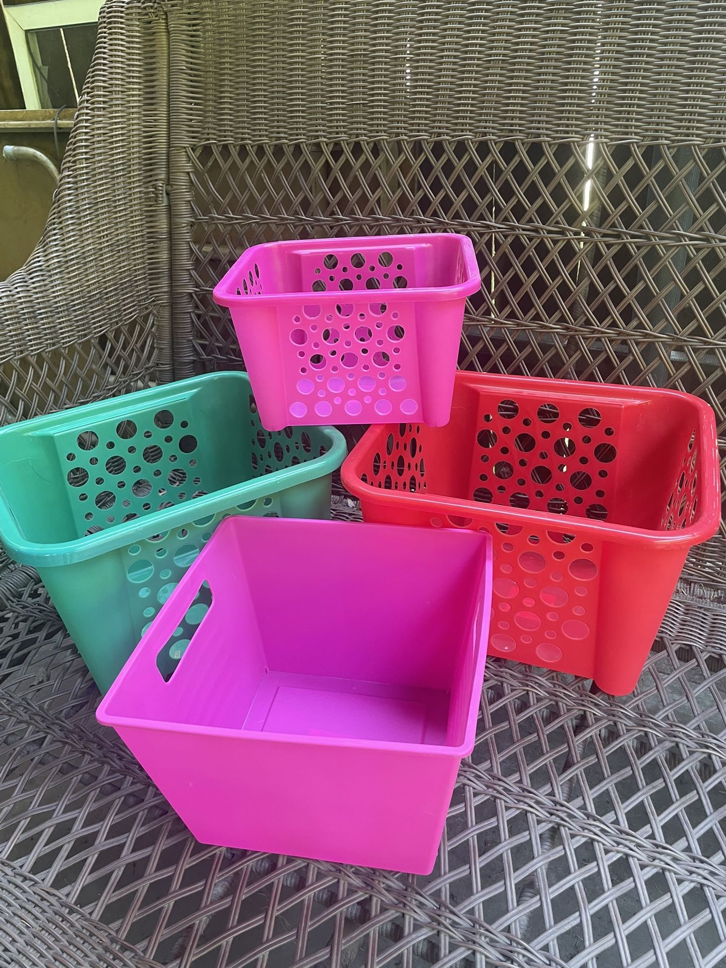 4-Colorful Multi-purpose Storage, Organizing Plastic Baskets