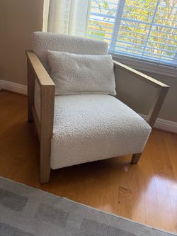 Modern Boucle Accent Chair with Wood Frame