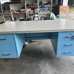 Vintage Steel case desk with matching Chair