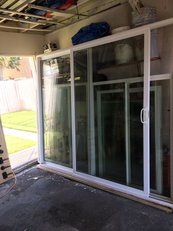 Pella sliding door with tempered glass yes still available for a great price 951/2 791/2 for