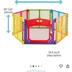 6 Panel Free Standing Play Yard, Indoor Outdoor Baby Playpen, Baby Gate.