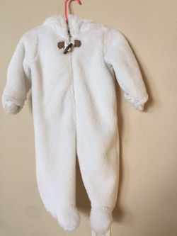 Baby boy or girl 9 months white bear onesie - one piece clothes