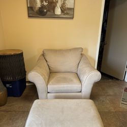 Cream Couch And Foot Stool