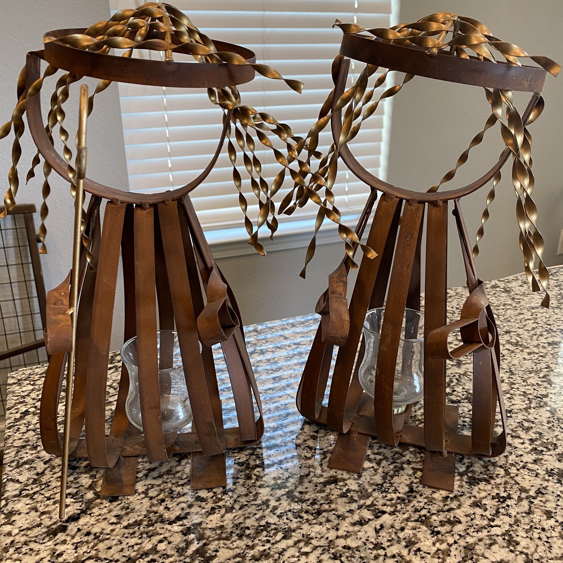 Rustic Shepherd Candle Holders Pair