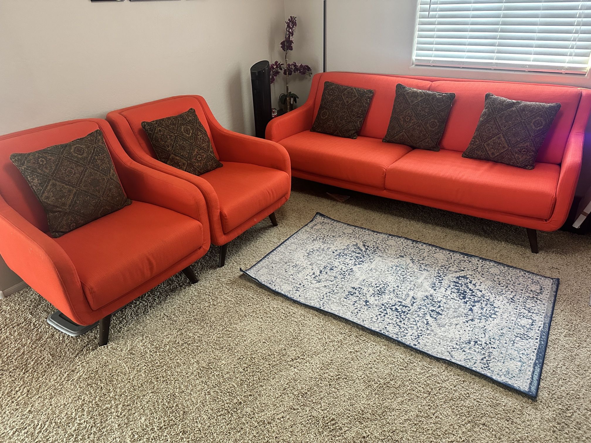 5 Seater Sofa/Couch Red Fabric 3+1+1