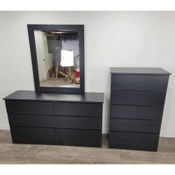 Black ⚫️ Dresser Whit Mirror And Chest  // Comoda Y Gavetero 