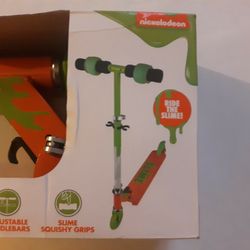 Nickelodeon Slime Two - Wheel Folding Kick Scooter With Slime Squishy Grips!