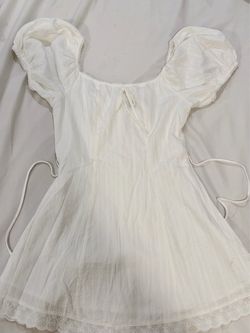 White Puff Sleeve Mini Dress