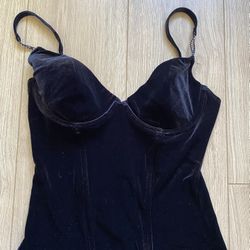 Vintage Black Velvet Corset Top Secret Treasures Size L
