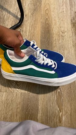 Size 9 Vans Green Blue And Yellow