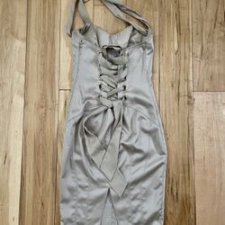Guess By Marciano Lace Up Corset Dress In Cream Size 2