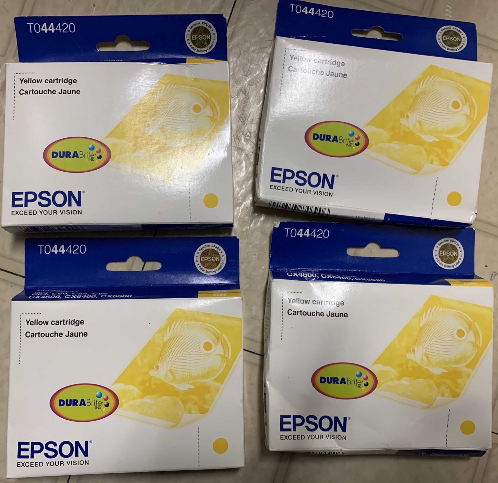 Four Epson Yellow Ink Epson Stylus T0444 20.