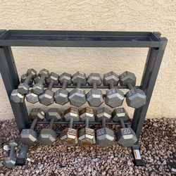 5-40 Hex Iron Dumbbell Set Weights With Rack 360lbs