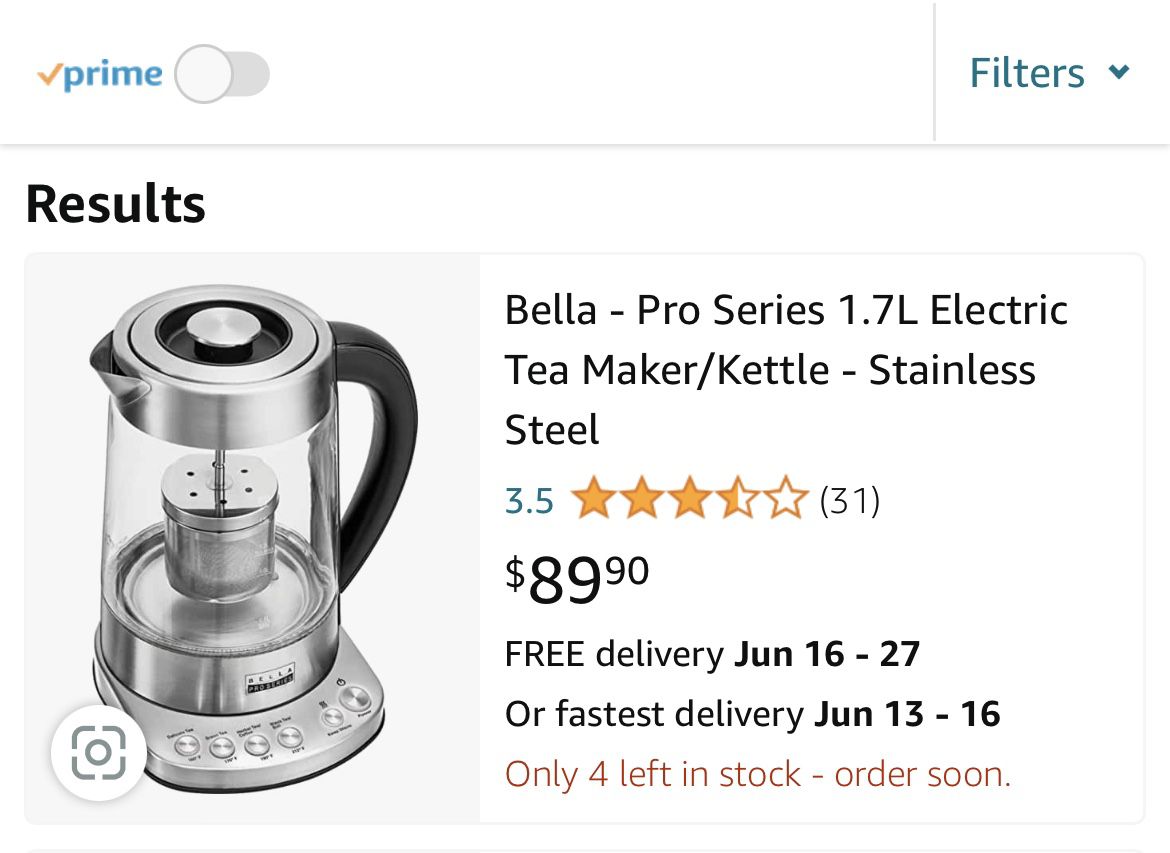 Bella Pro Series - Pro Series 1.7L Electric Tea Maker/Kettle