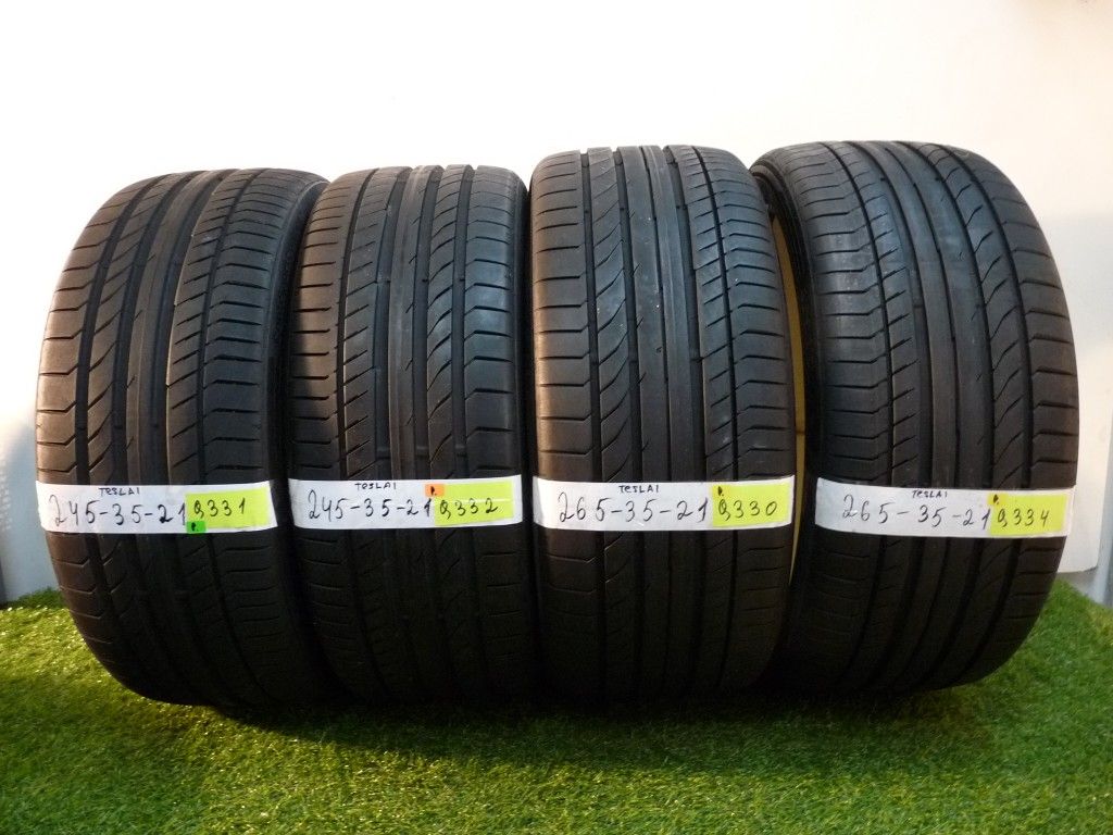 G165 245 35 21 and 265 35 21 Continental ContiSportContact Tesla Model S 4 used tires 90% life