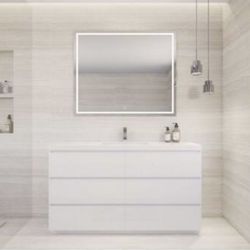 60 in. Vanity in High Gloss White with Reinforced Acrylic 