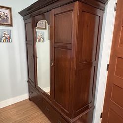 Vintage Wardrobe, Mirrored With Doors And Drawers 