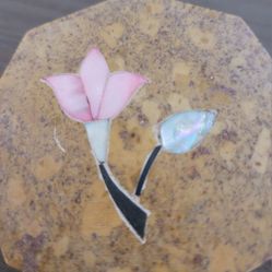 Lotus Flower Inlaid Mother of Pearl Alabaster Stone Trinket Box