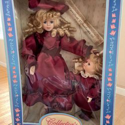 Collectors Choice Genuine Fine Bisque Porcelain Dolls Limited Edition With Certificate Of Authenticity 1.7 Feet Tall 