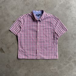 Vintage Tommy Hilfiger Cropped Plaid Button Up Shirt - S
