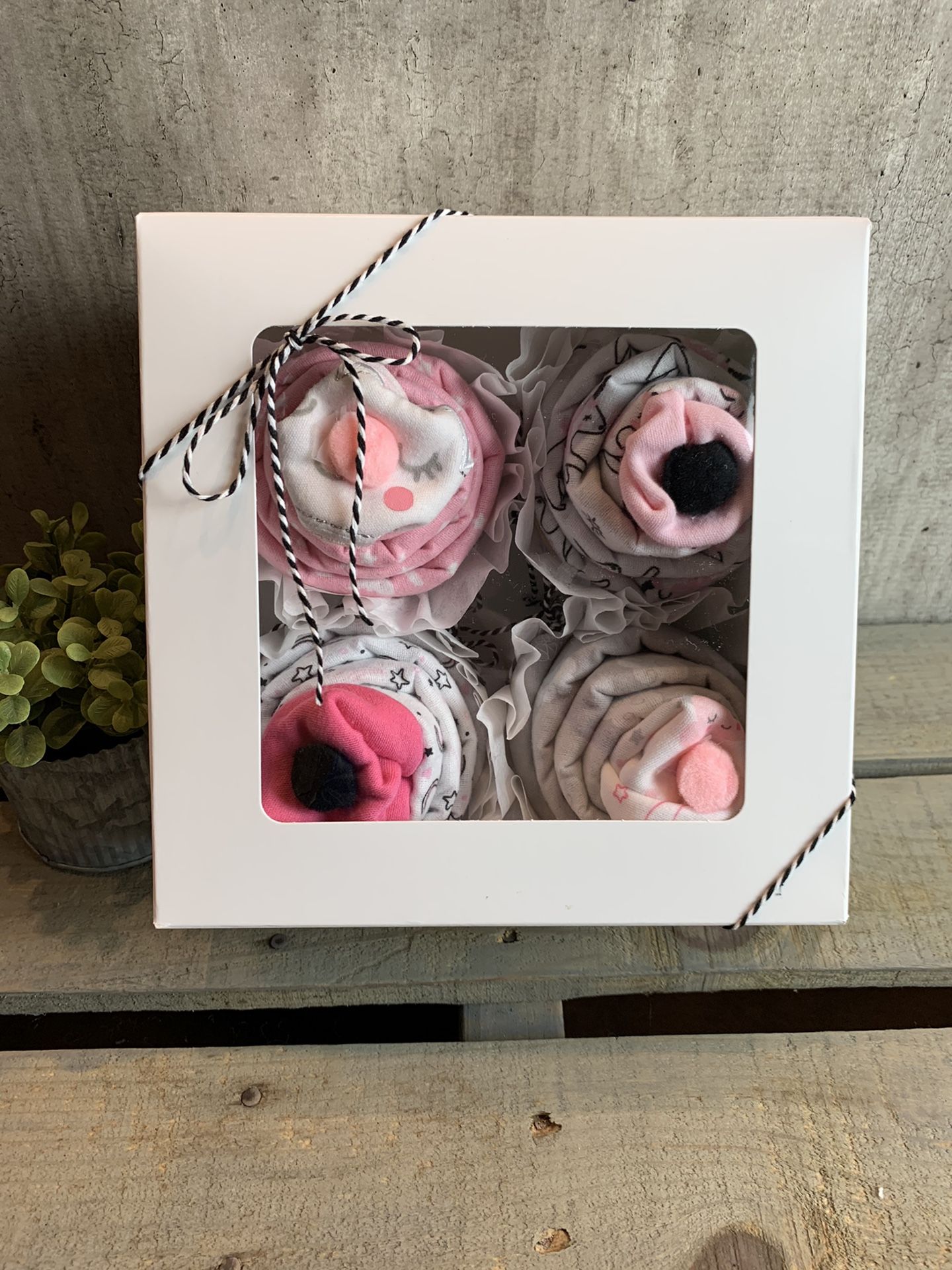 Cupcake Onesie Gift Box ~ Set Of 4