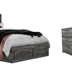 QUEEN Ashley 'Baystorm Gray' Bedroom Set (Lights Work!) - $500 or Best Offer - Pickup ASAP FRESNO