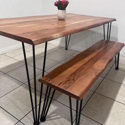 Live Edge Dining Table W/bench 
