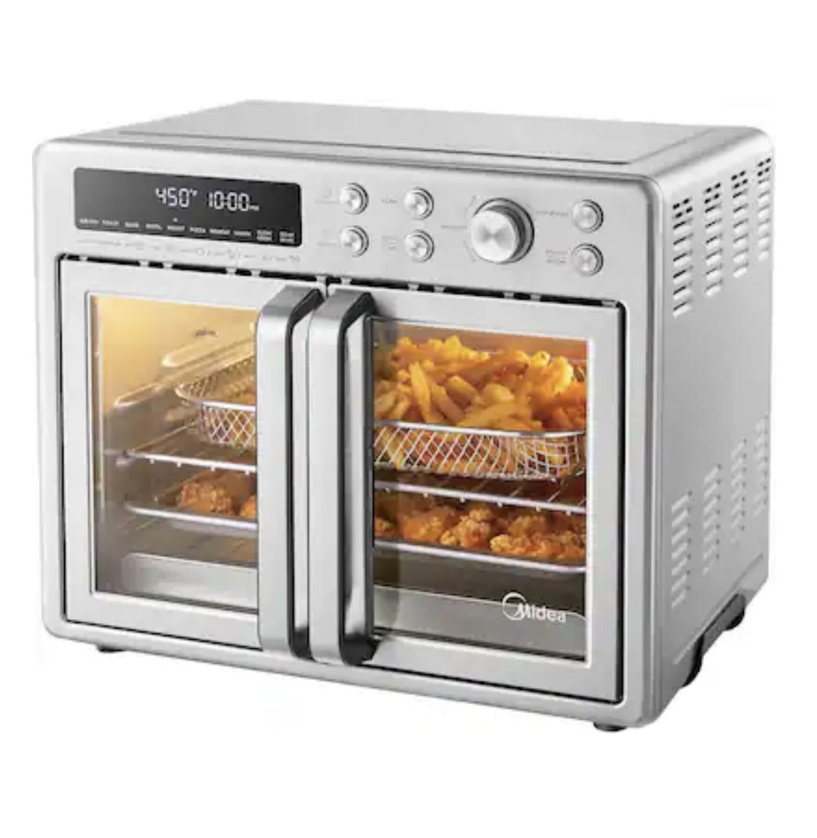 Midea - Flexify French Door Air Fryer, Pizza Oven and Toaster Oven, New - Stainless Steel