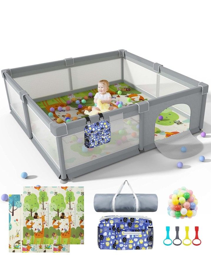 Brand New 79"x71" Baby Playpen with Mat