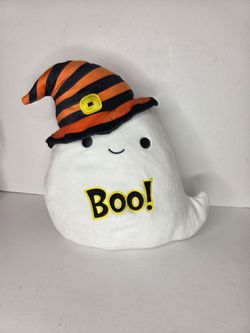 Squishmallows Halloween Ghost Plush Witch Hat Boo! White Orange Black Large