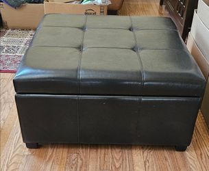Bonded Leather Storage Ottoman - Christopher Knight in Espresso Brown