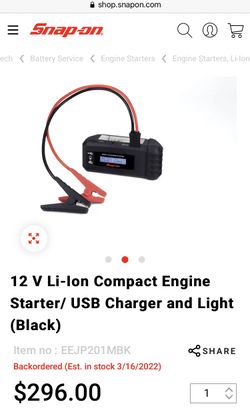12 V Li-Ion Compact Engine Starter/ USB Charger and Light