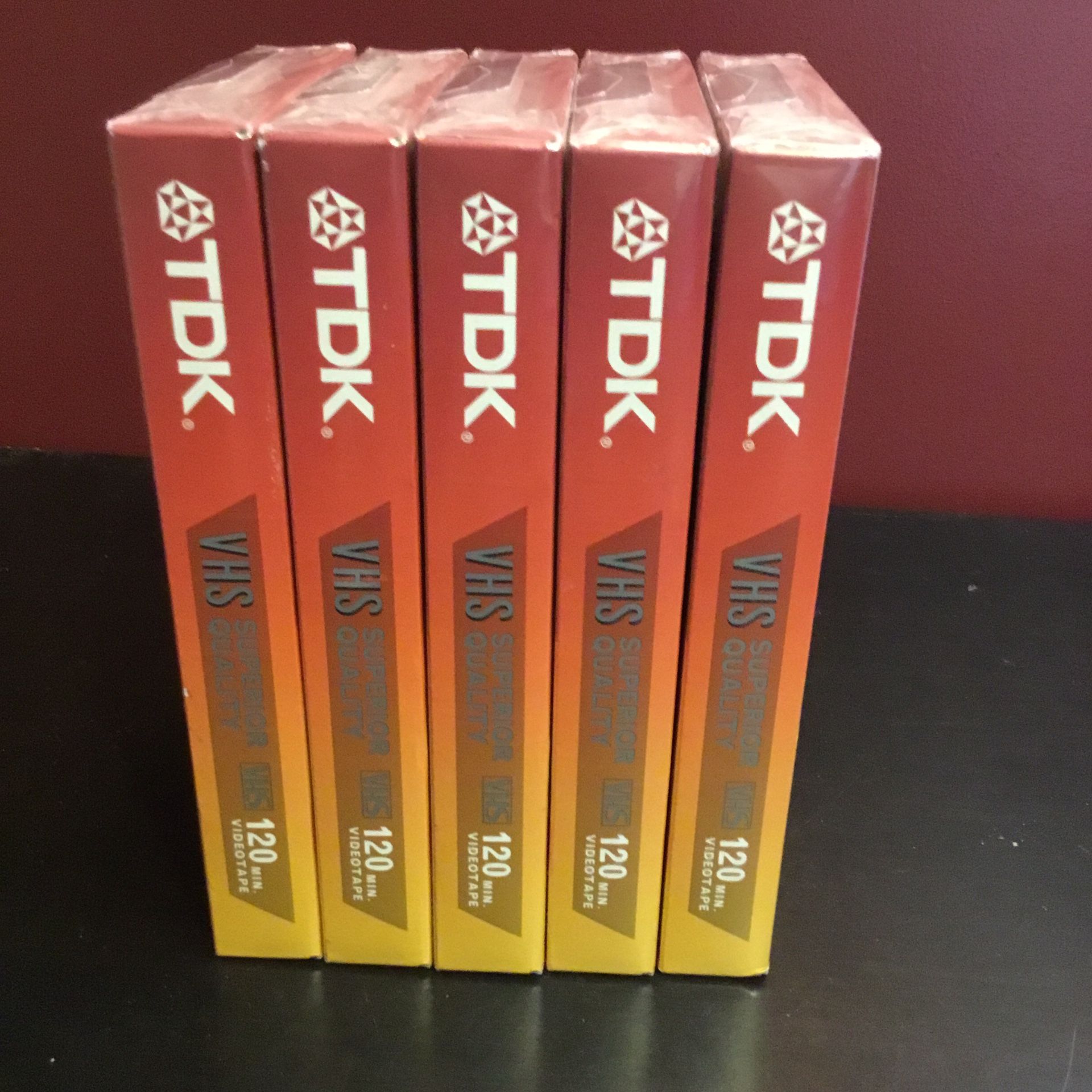 TDK VHS T-120 Blank VHS Tapes Lot of 5, New, Sealed