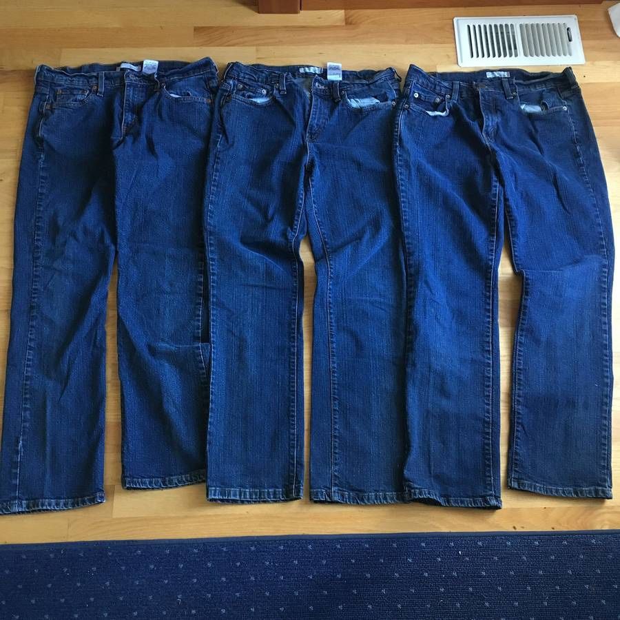 3 Pairs of Levis Denim Blue Jeans 505 Womens Straight Leg Size 8 S