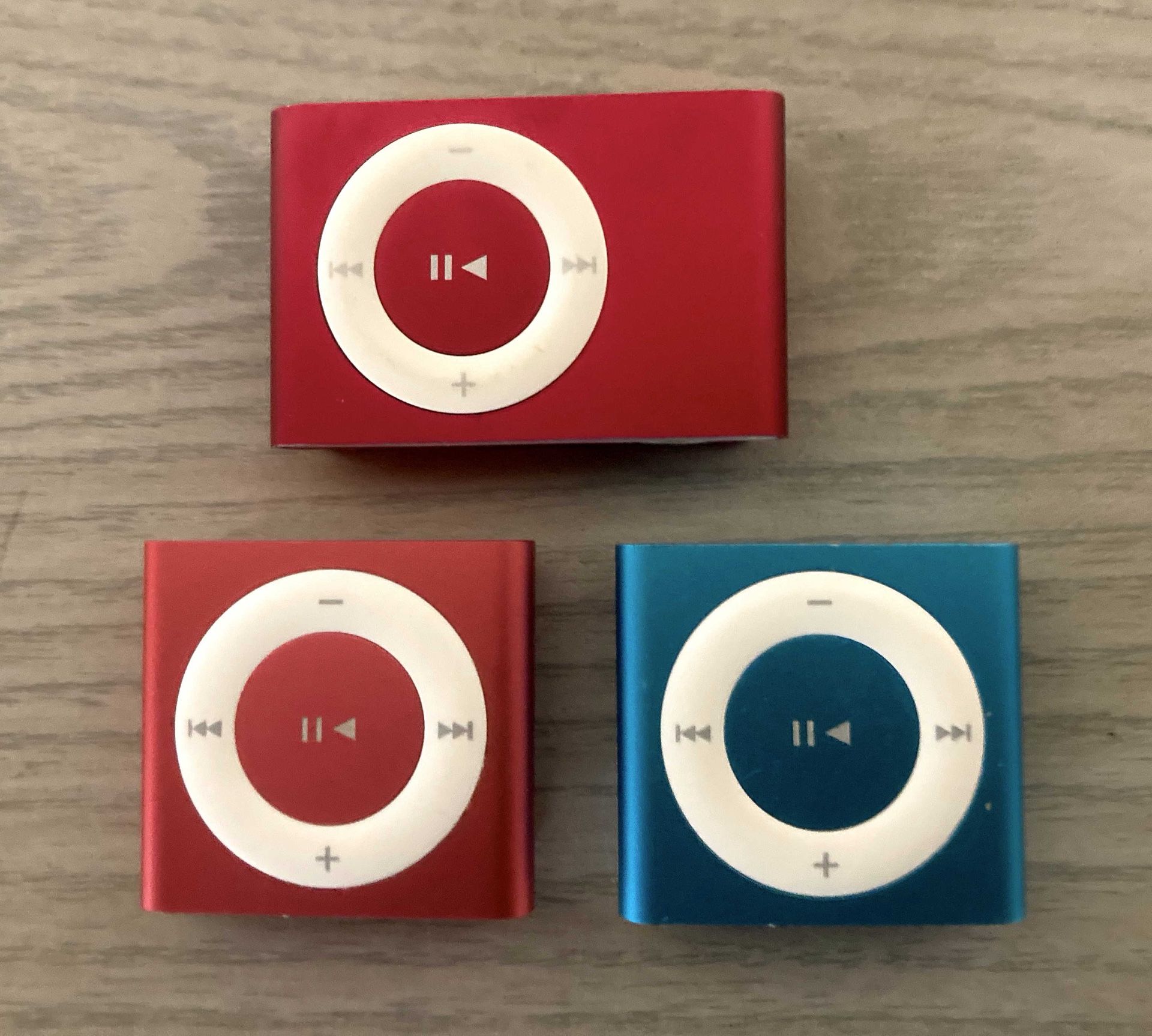 Pink and Blue iPod Shuffles