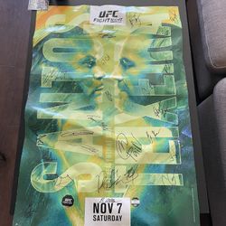 Signed UFC Fighter Night Poster Texeiera Vs Santos 