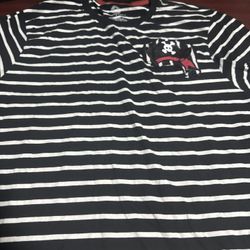 Hurley Shirt Size Large Black White Stripes Short Sleeve Mens Large