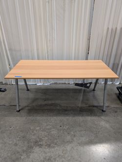 Light Wood Veneer Ikea Desk with Adjustable Legs