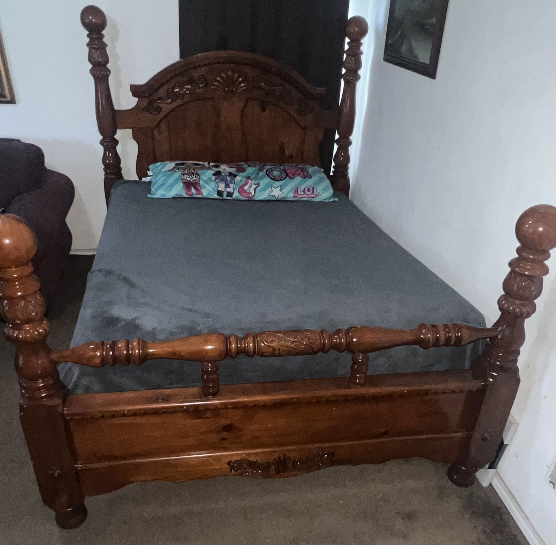 Rosewood Bed Frame And Dresser With A Night Table