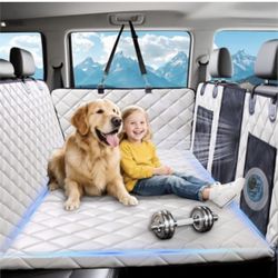  Ended Hard Bottom Car Seat Cover for Dogs, PU+Plush Dog Car Seat Cover for Back Seat,