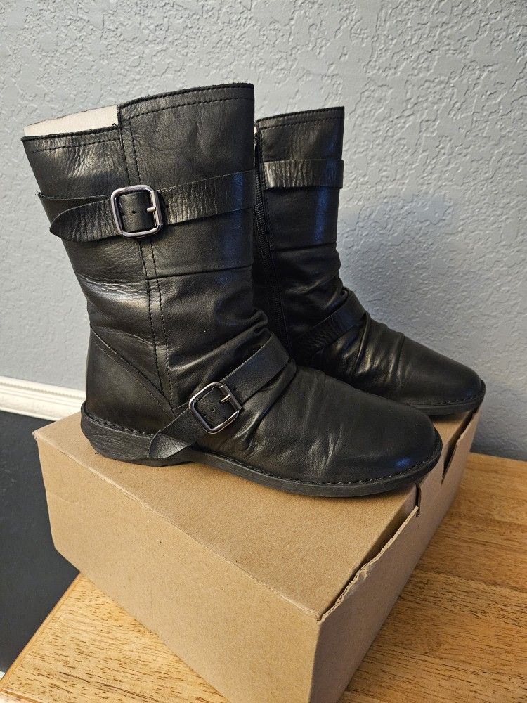 Miz Mooz Leather Buckled Mid
Boots - Pasha. NEW In Box