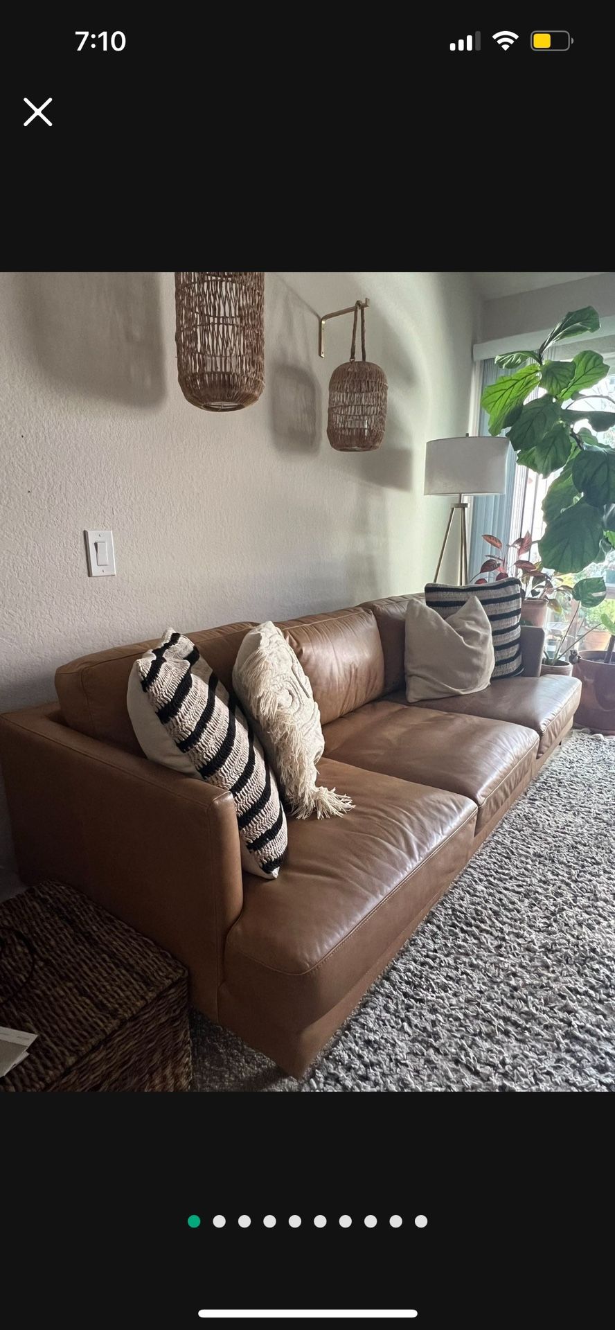 West Elm Haven Loft Leather Sofa 86”