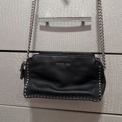 Michael Kors Black Leather studded Crossbody Handbag