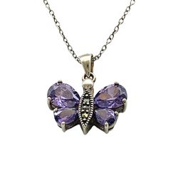 HAN Minimalist Butterfly Pendant Necklace - 925 Sterling Cubic Zirconia Charm with Chain - Vintage Fine Jewelry Accessory 