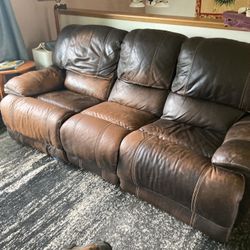 2 Brown Leather Couches
