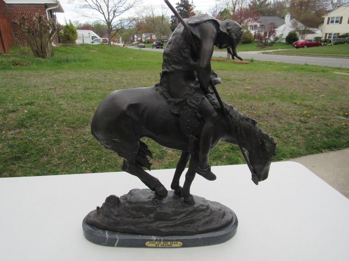 End Of The Trail J. E. Fraser Heavy Bronze/Brass Statue 47 Lbs.