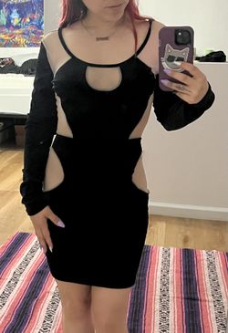 Black velvet & mesh dress