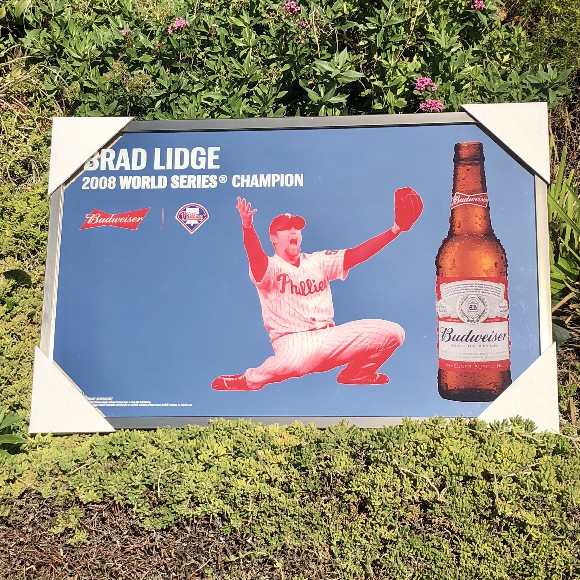 Budweiser Philadelphia Phillies MLB Baseball Beer Bar Mirror “New”