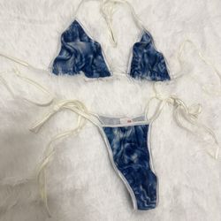 New small blue micro bikini dancer festival rave outfit y2k dance swimwear Piece from early 2000s