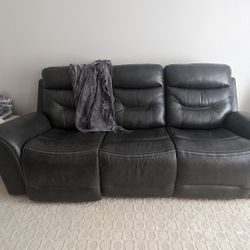 Leather Couch And 2 Automatic Soft Chairs